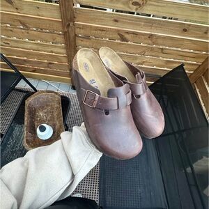 Birkenstock Brown Leather Mules